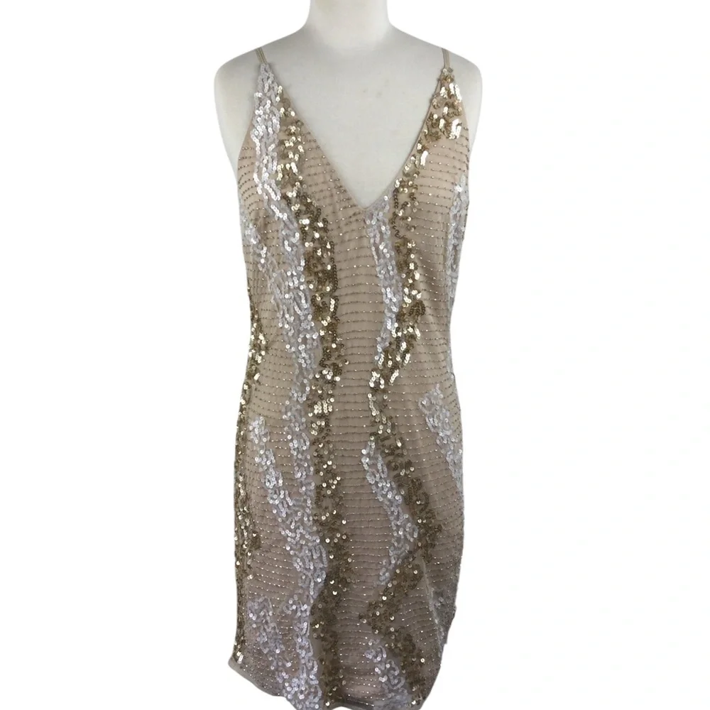 VENUS Gold and Silver Sequin Mini Dress, Size Small-NWT